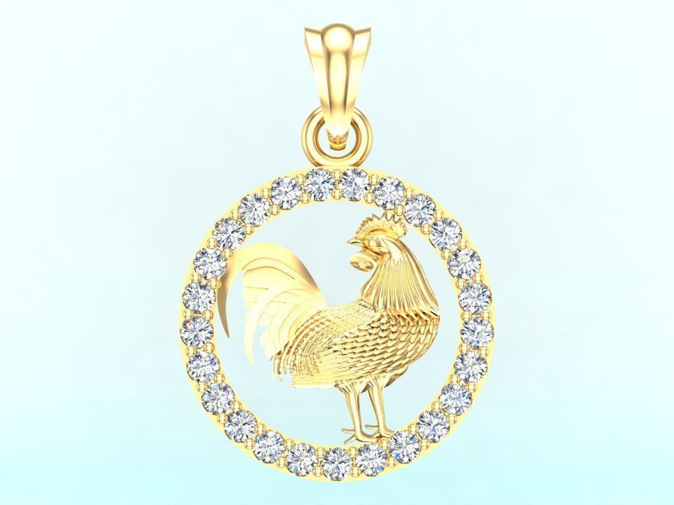 Chicken pendant 3D print model_4