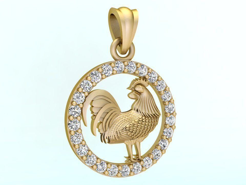 Chicken pendant 3D print model_3
