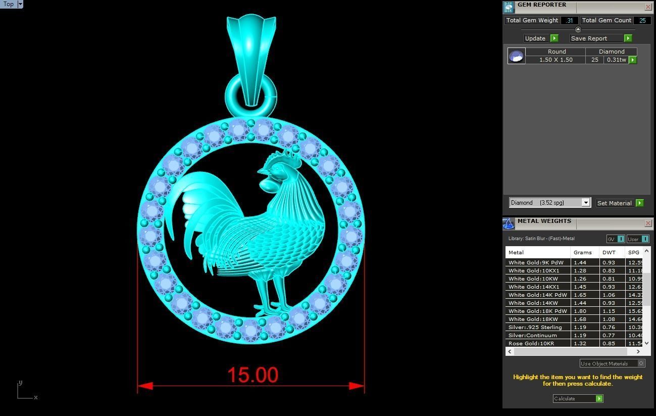Chicken pendant 3D print model_8