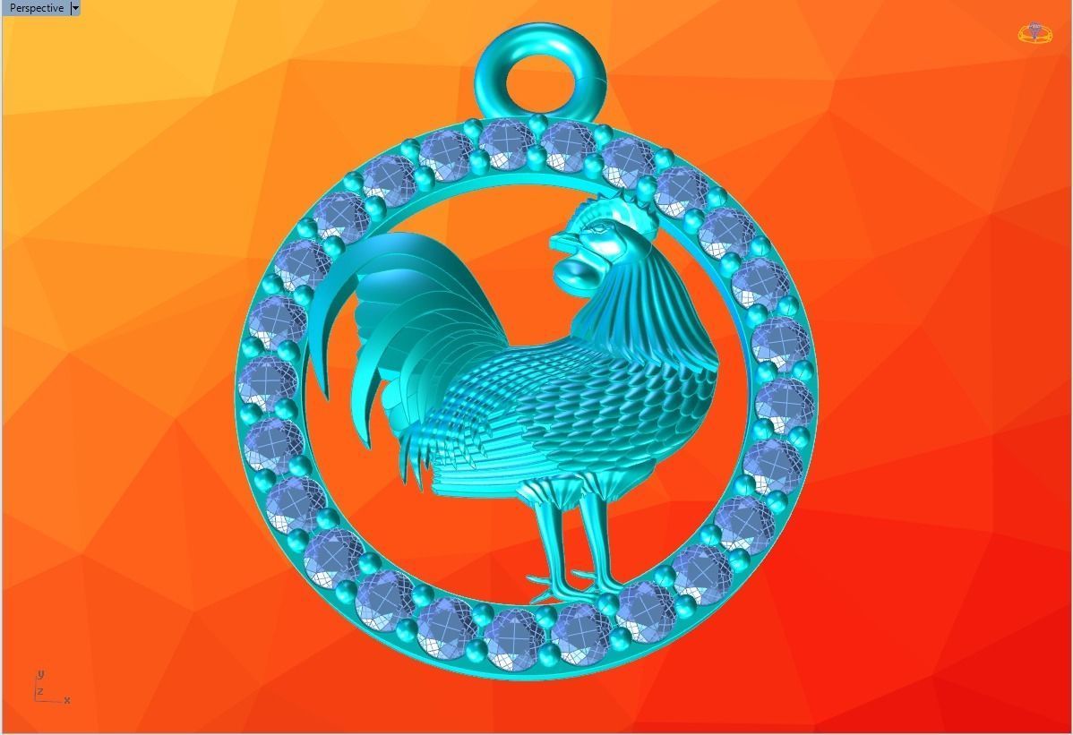 Chicken pendant 3D print model_10