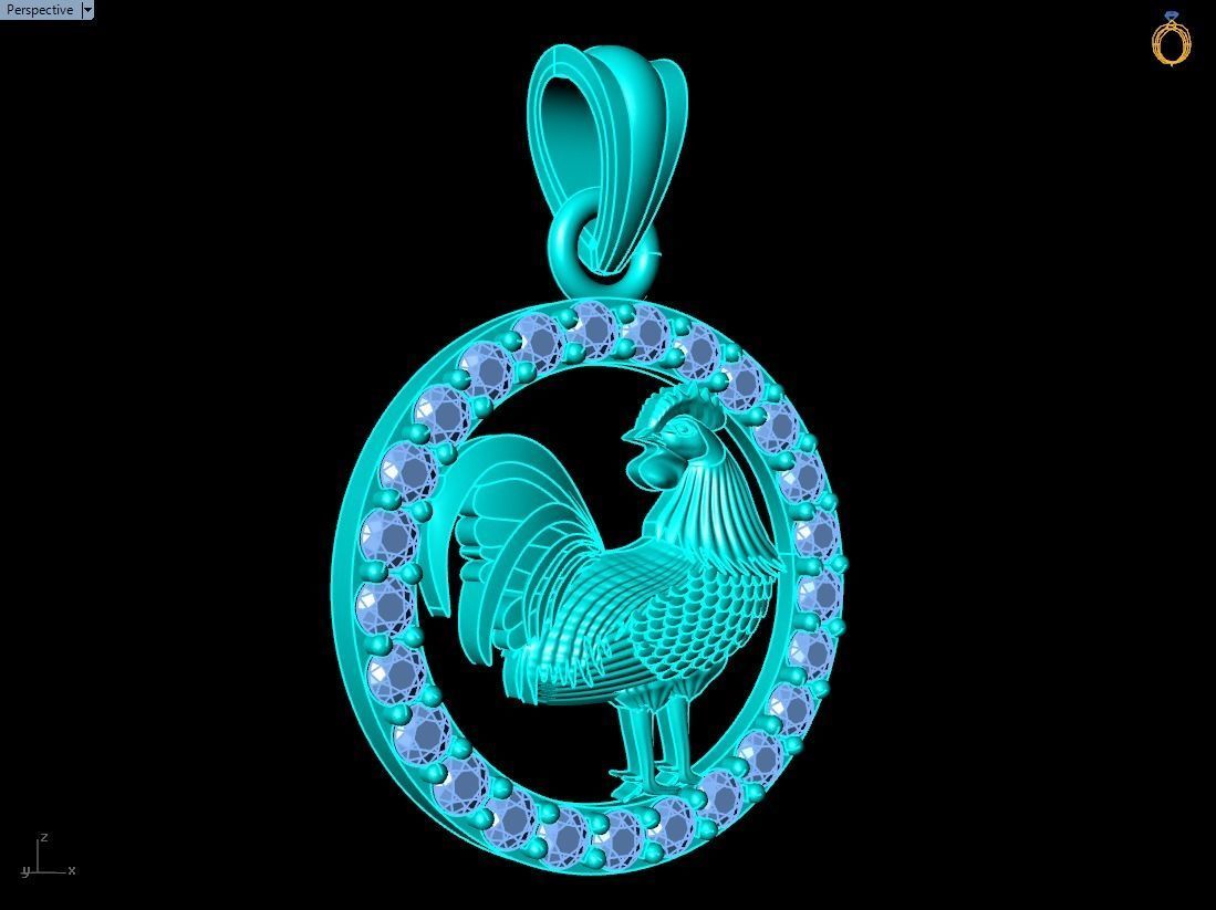 Chicken pendant 3D print model_12