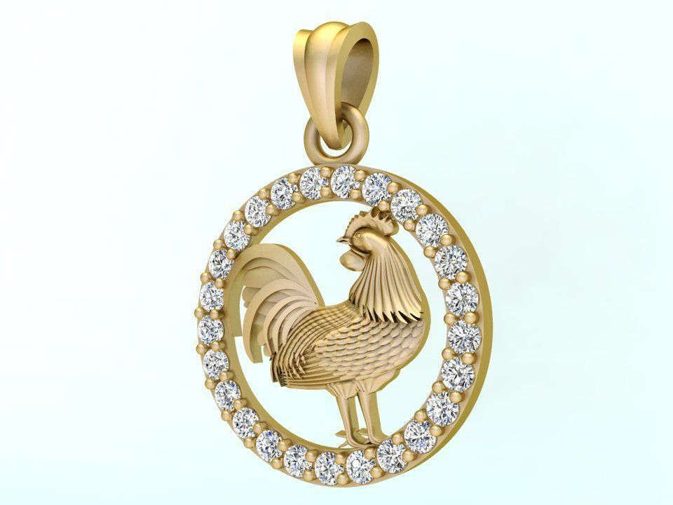 Chicken pendant 3D print model_2