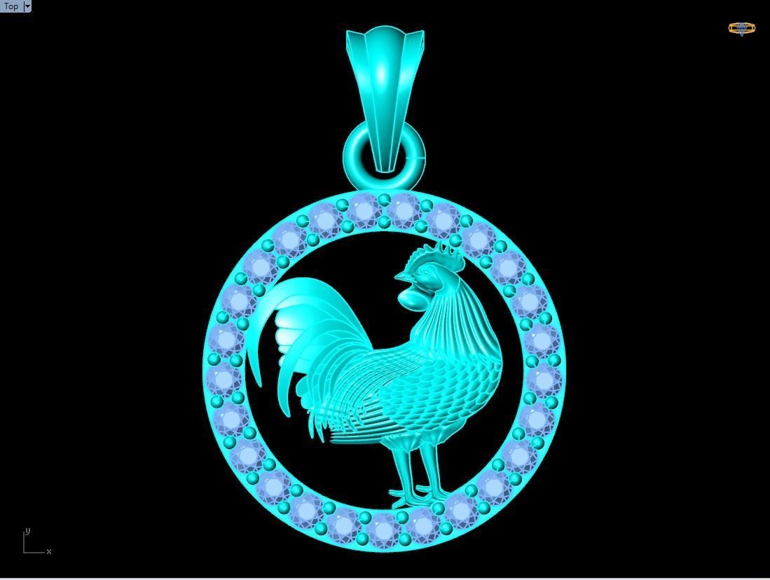 Chicken pendant 3D print model_13