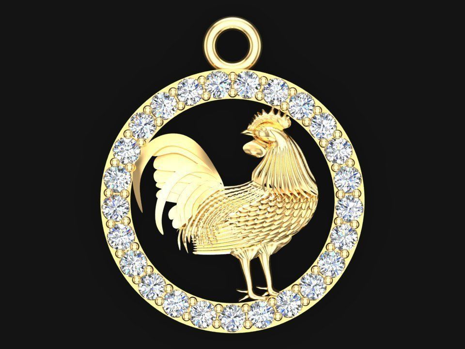 Chicken pendant 3D print model_5