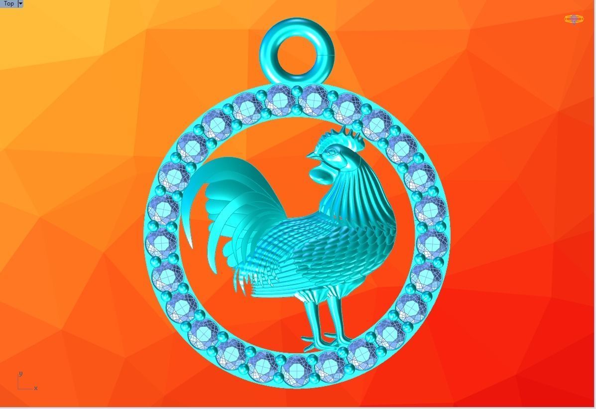 Chicken pendant 3D print model_9
