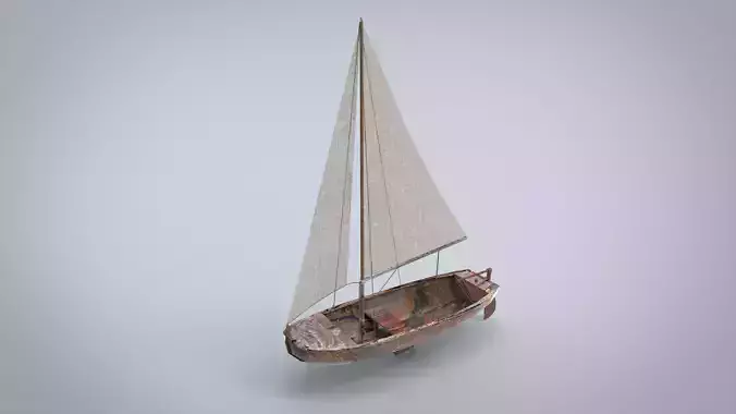 Wooden Sail boat Low-poly 3D model