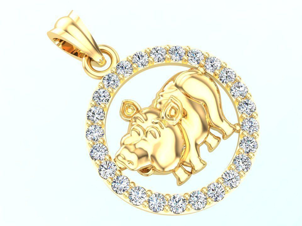 Pig pendant 3D print model_4