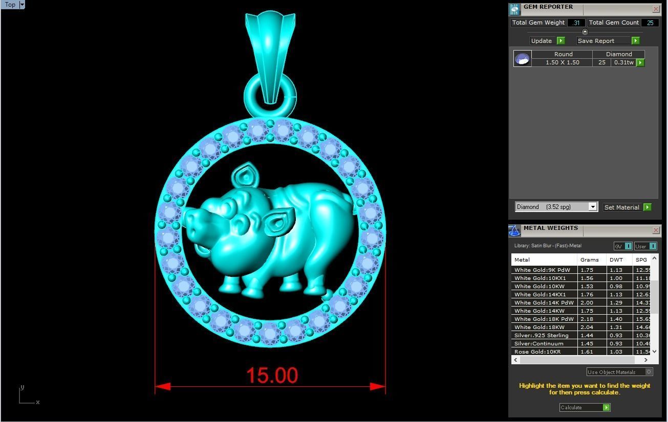 Pig pendant 3D print model_8