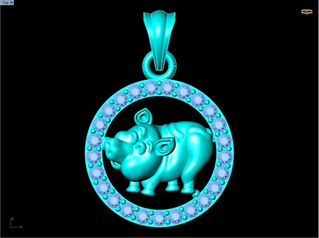 Pig pendant 3D print model_9