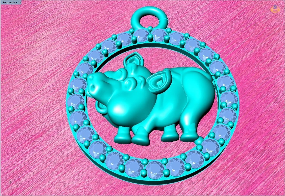 Pig pendant 3D print model_6