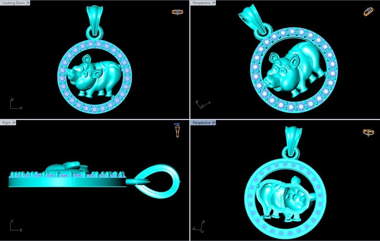 Pig pendant 3D print model_7