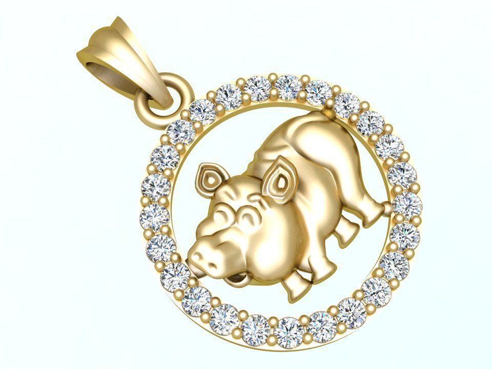 Pig pendant 3D print model_1