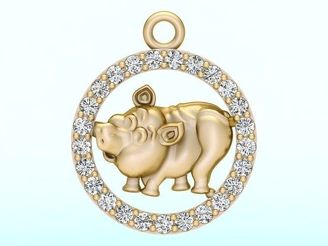 Pig pendant 3D print model