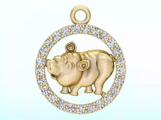 Pig pendant 3D print model