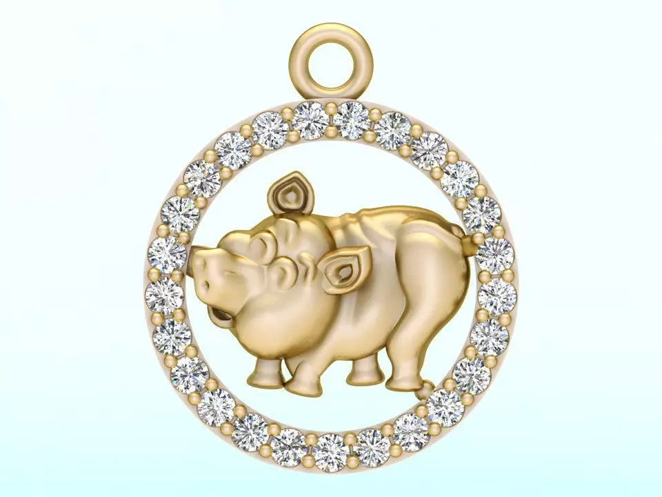 Pig pendant 3D print model_0
