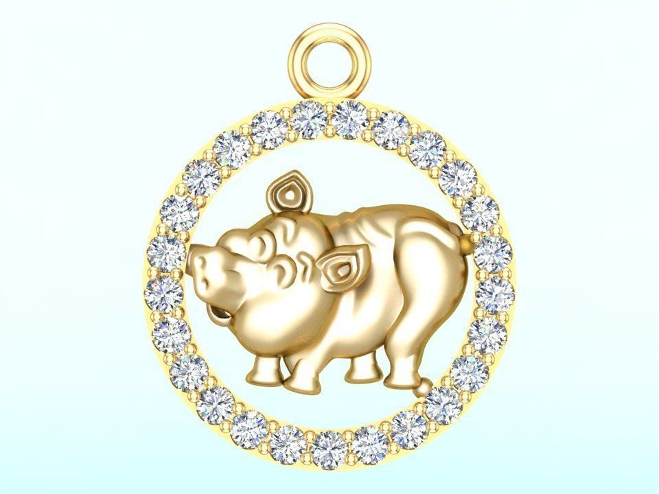 Pig pendant 3D print model_2