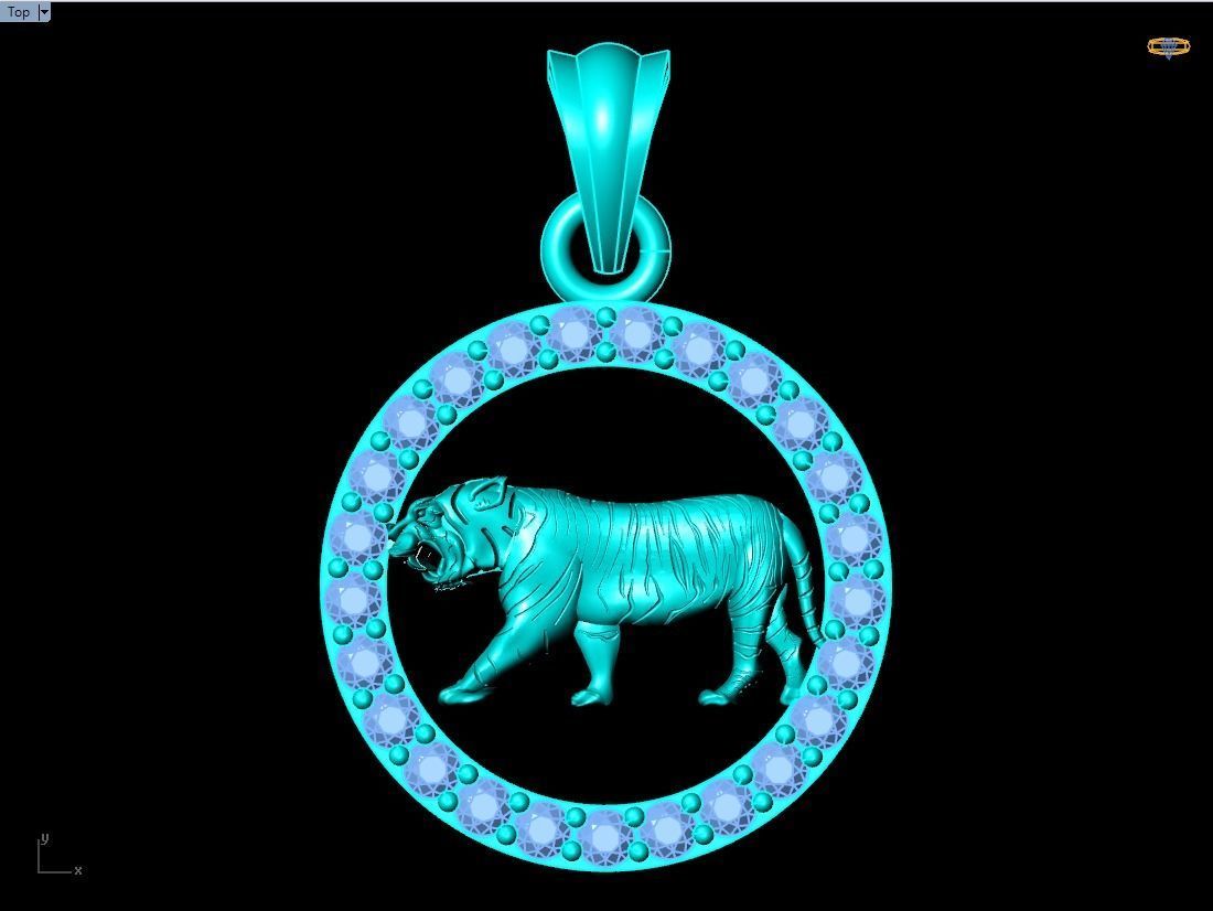 Tiger pendant 3D print model_12