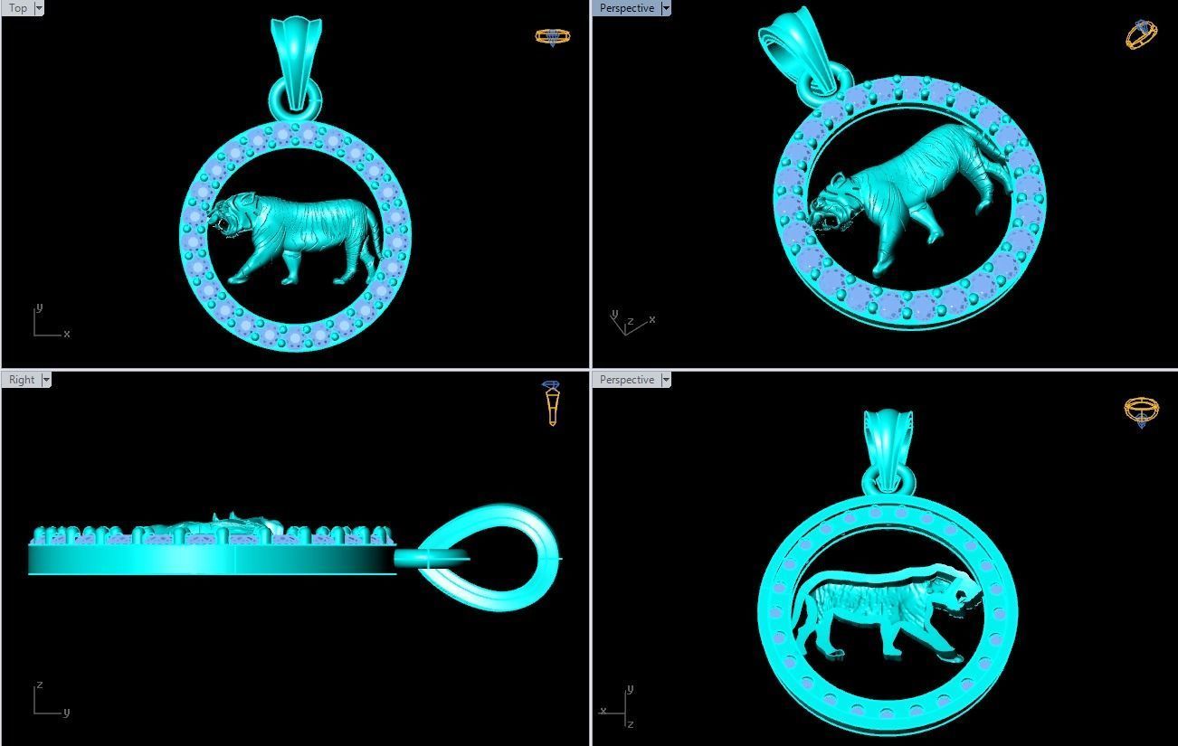 Tiger pendant 3D print model_6