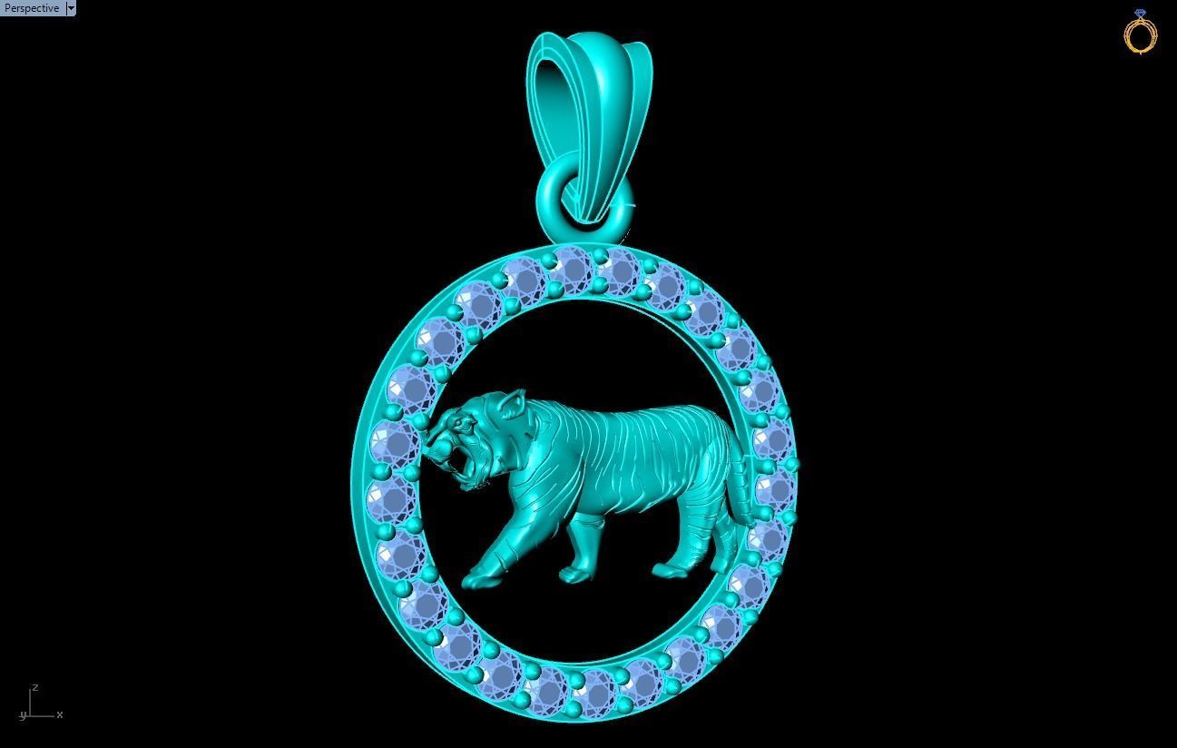 Tiger pendant 3D print model_11