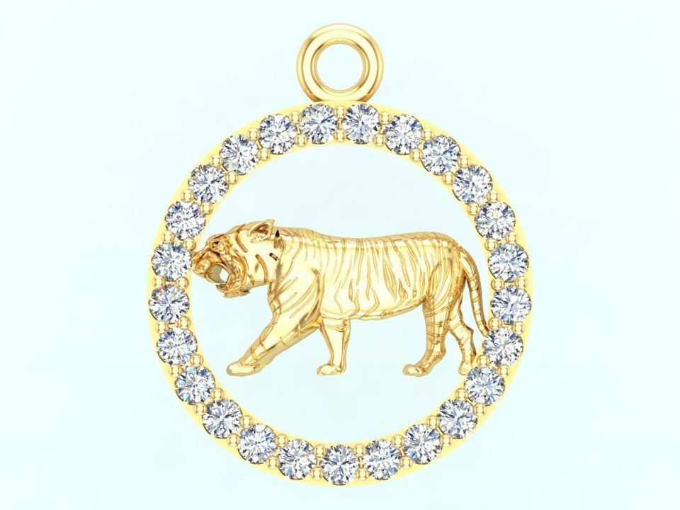 Tiger pendant 3D print model_9