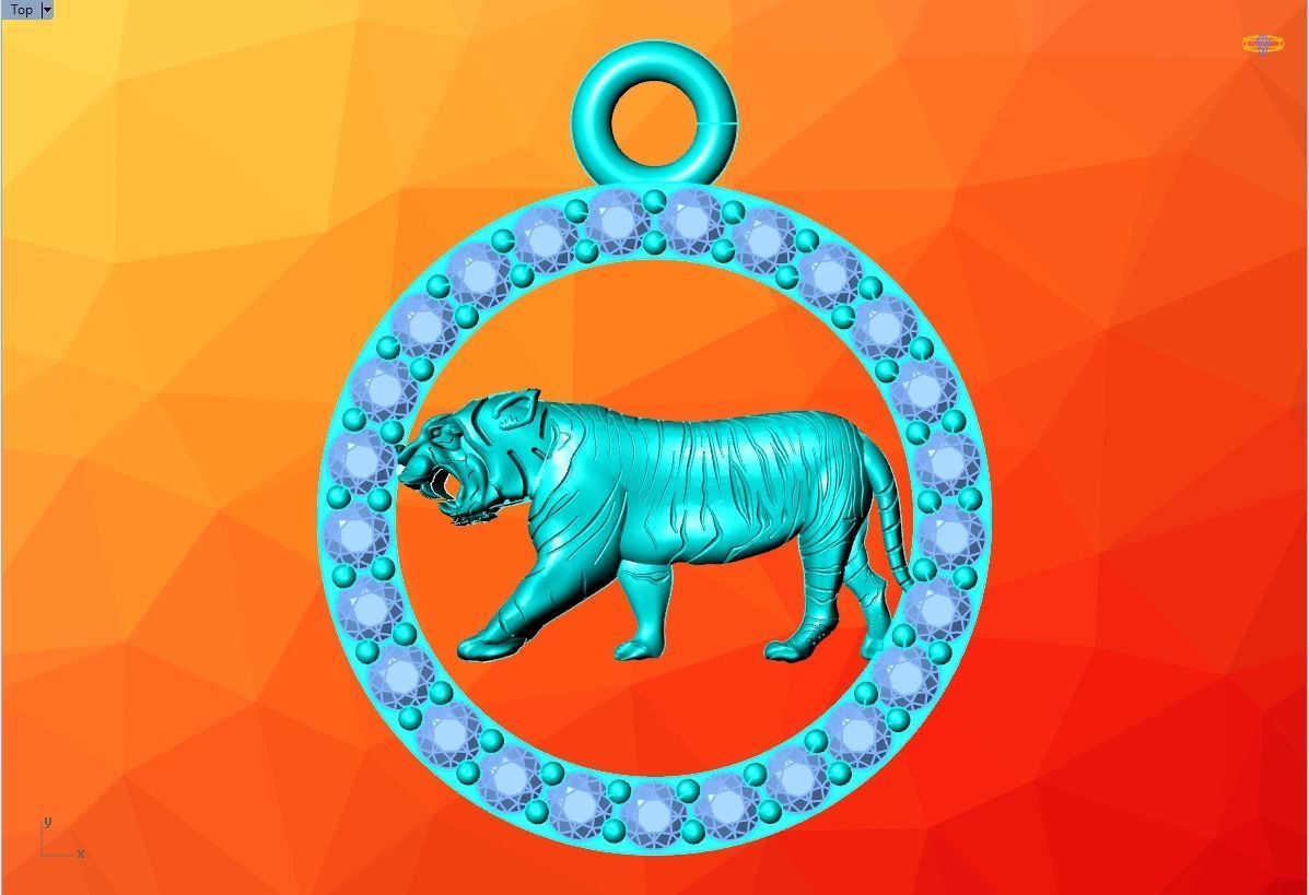 Tiger pendant 3D print model_4