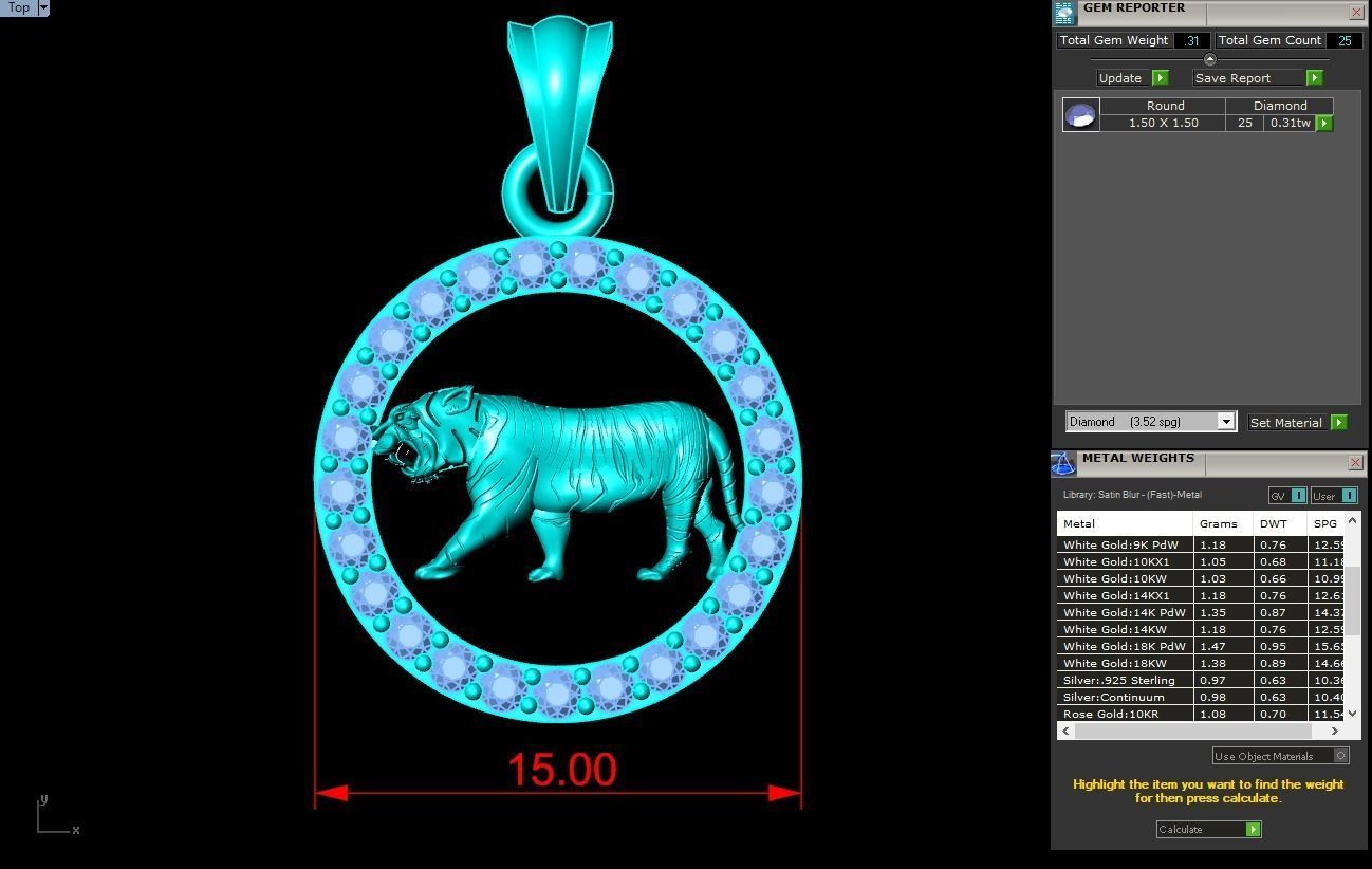 Tiger pendant 3D print model_7