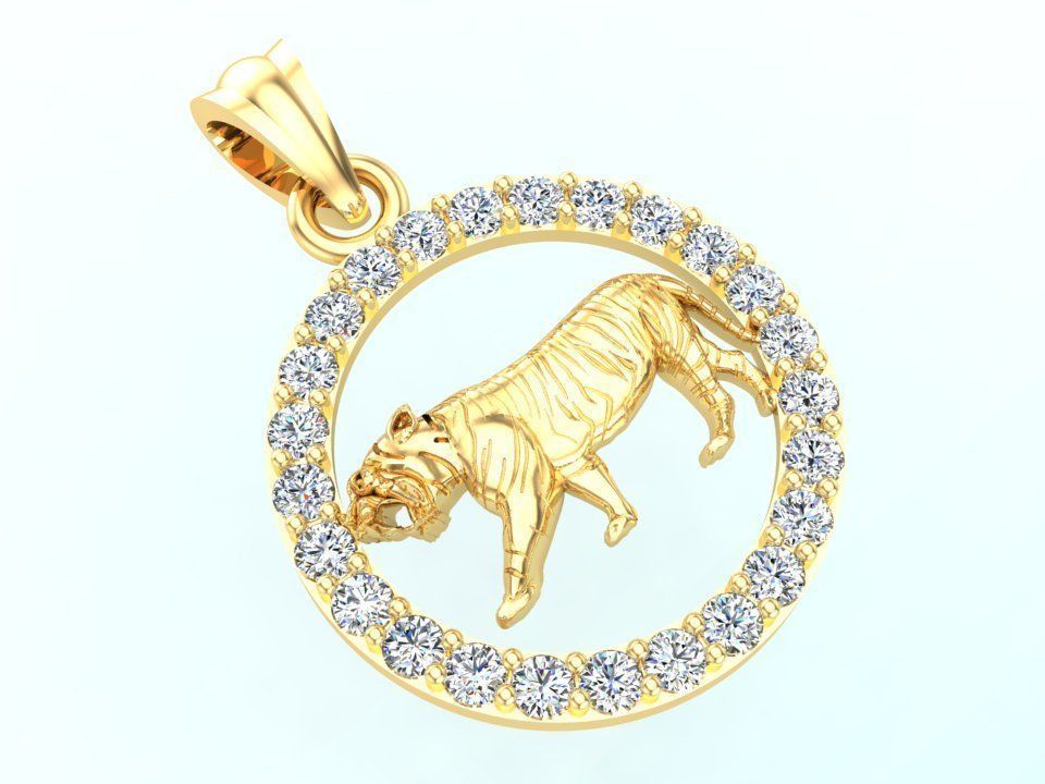 Tiger pendant 3D print model_8