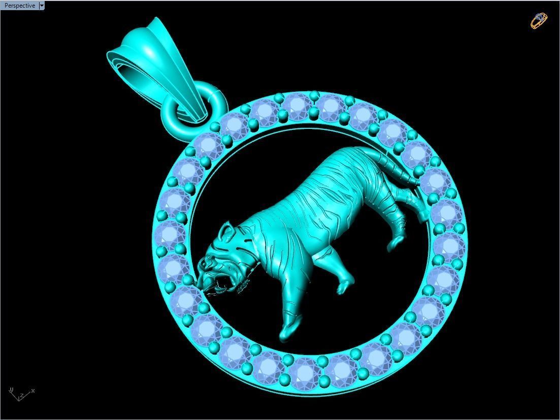 Tiger pendant 3D print model_3