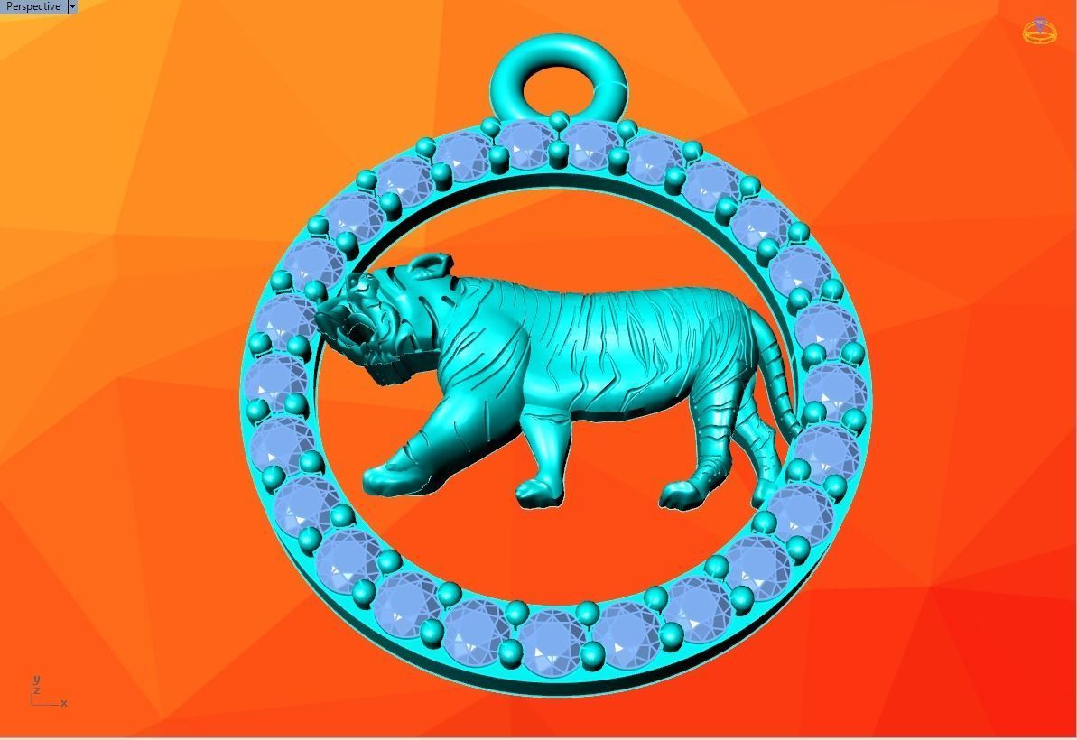 Tiger pendant 3D print model_5