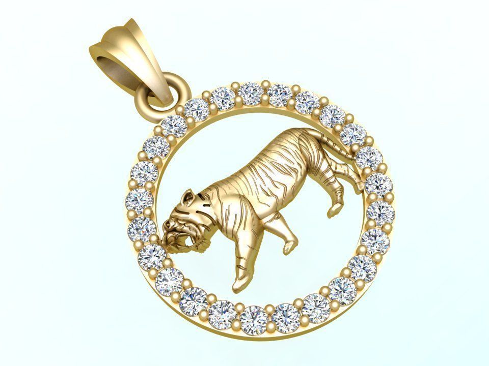 Tiger pendant 3D print model_1
