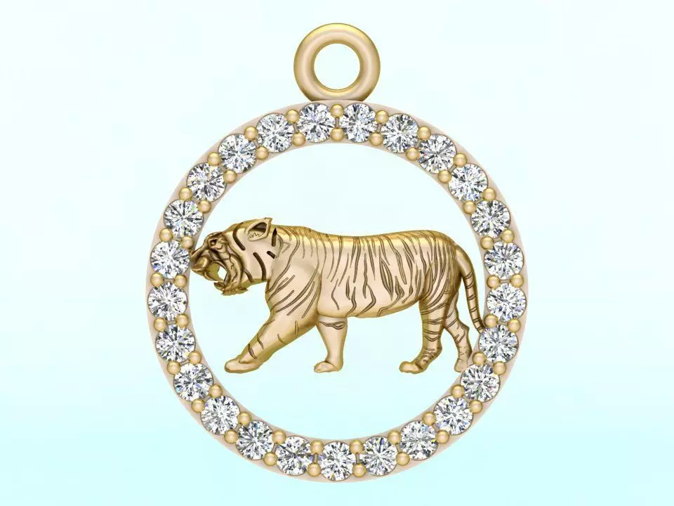 Tiger pendant 3D print model_0