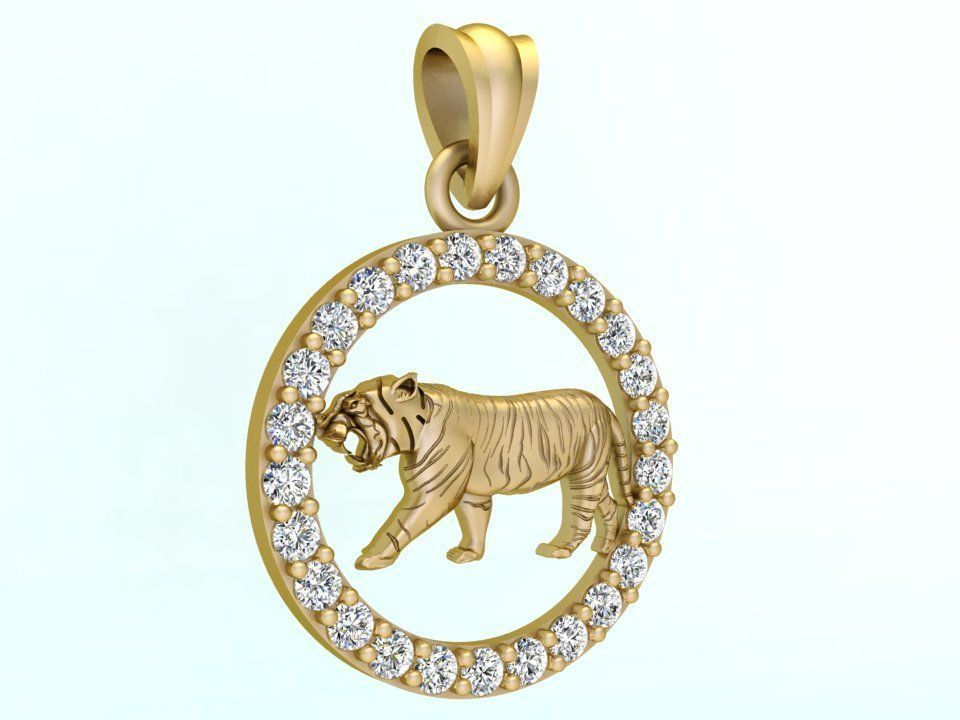 Tiger pendant 3D print model_2