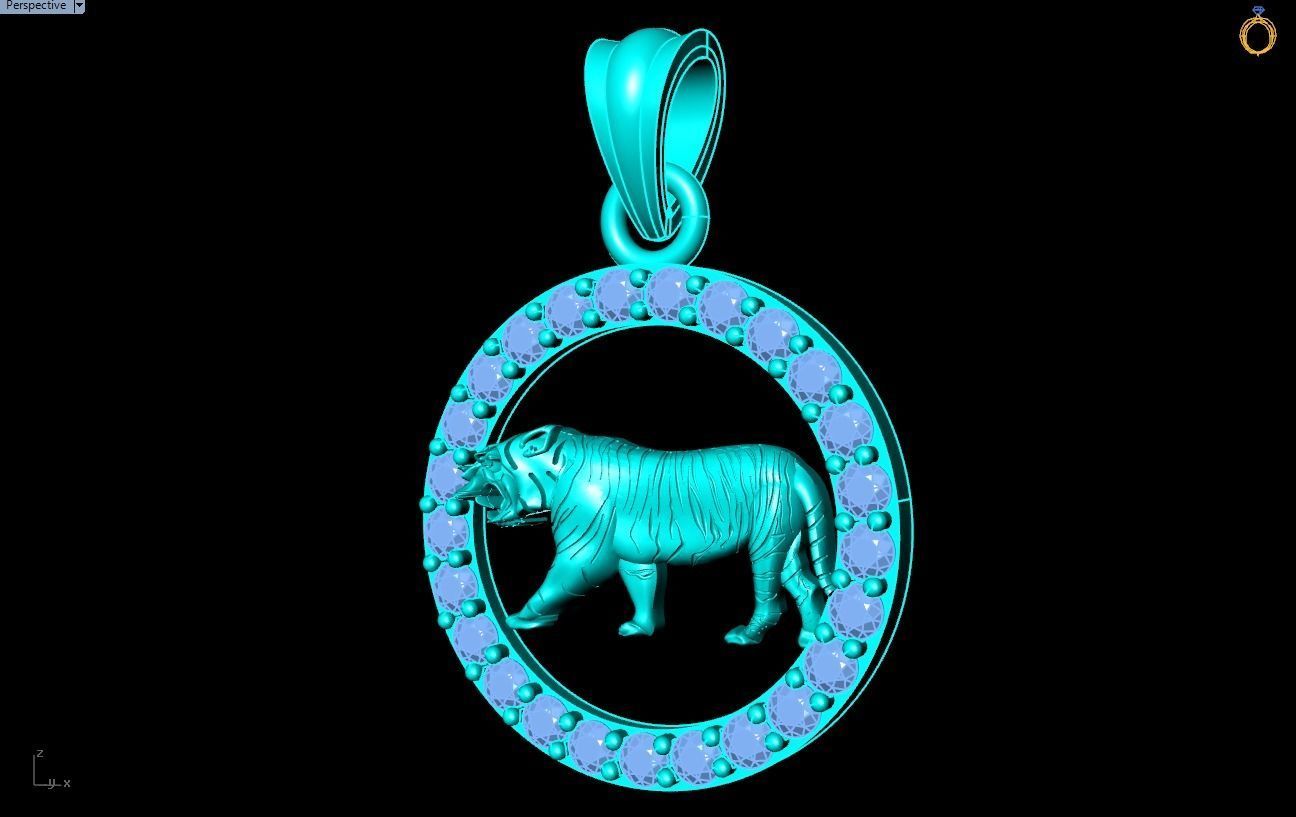 Tiger pendant 3D print model_10