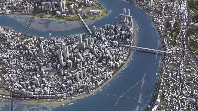Chongqing - 3D City Model Low-poly 3D model 3