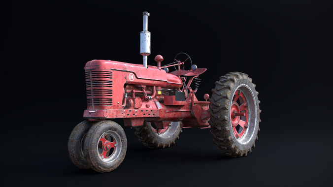 Old Tractor Model with Dirty Textures 3D model