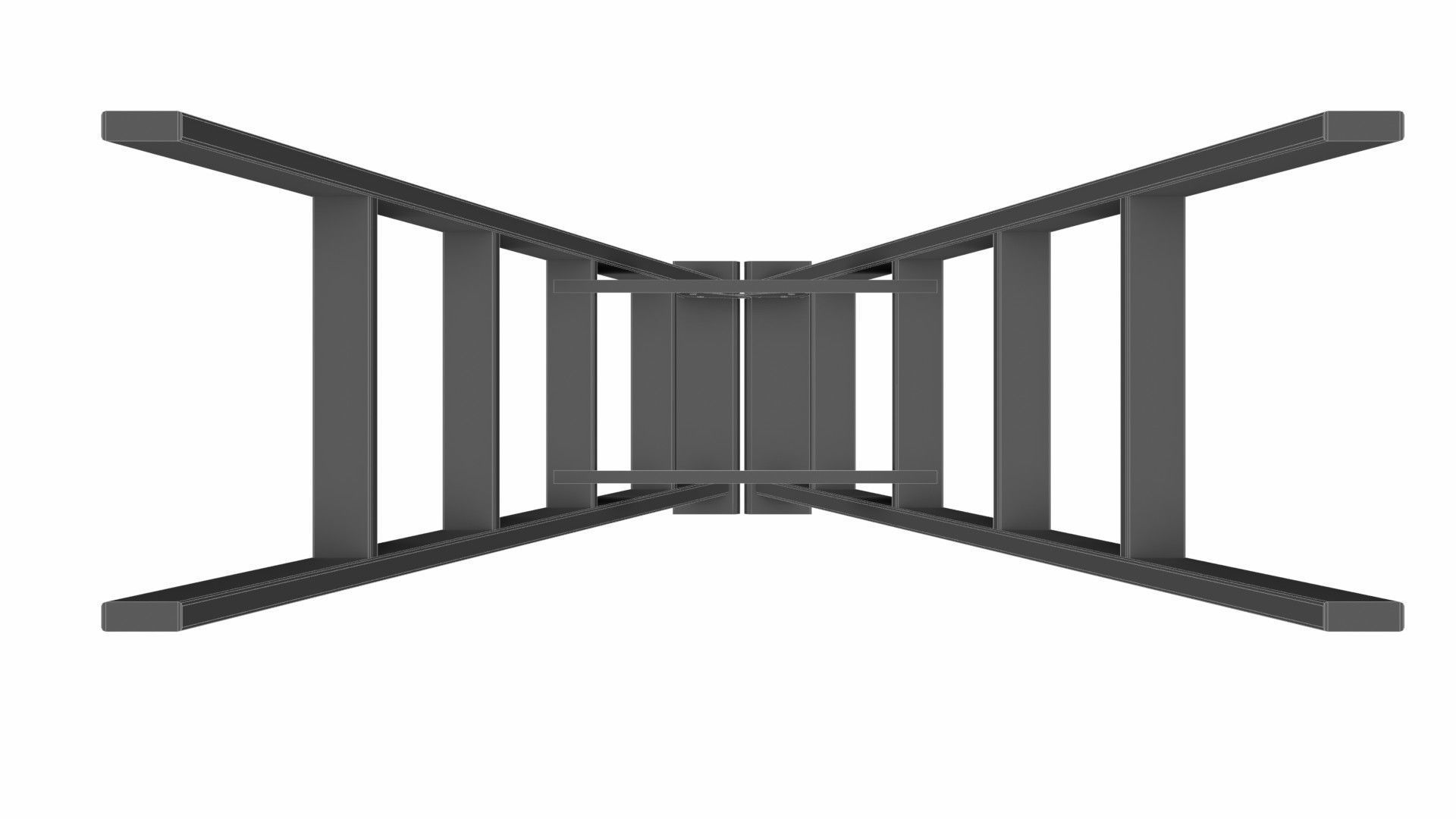 Stepladder wooden ladder Low-poly 3D model_9