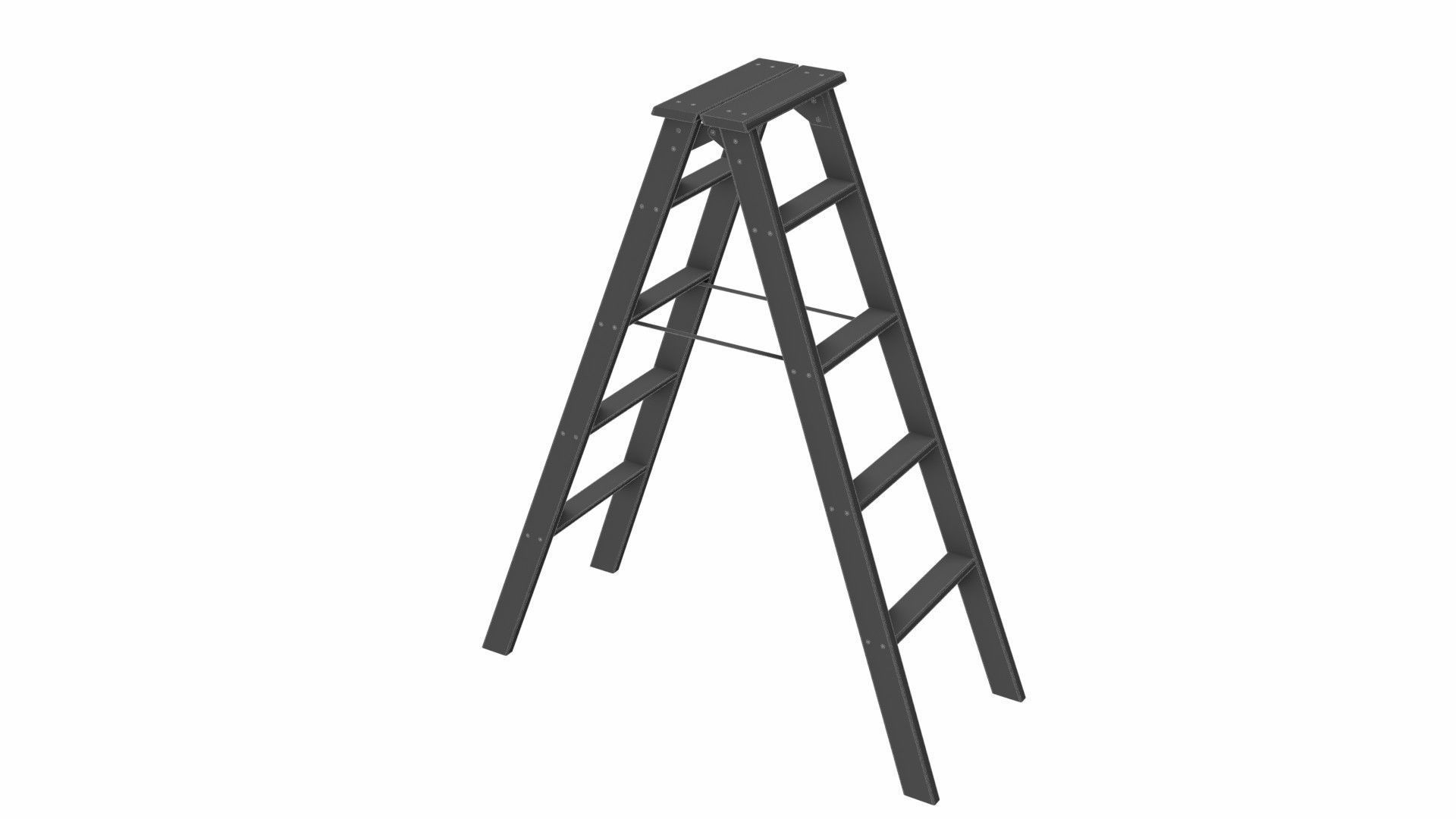 Stepladder wooden ladder Low-poly 3D model_6