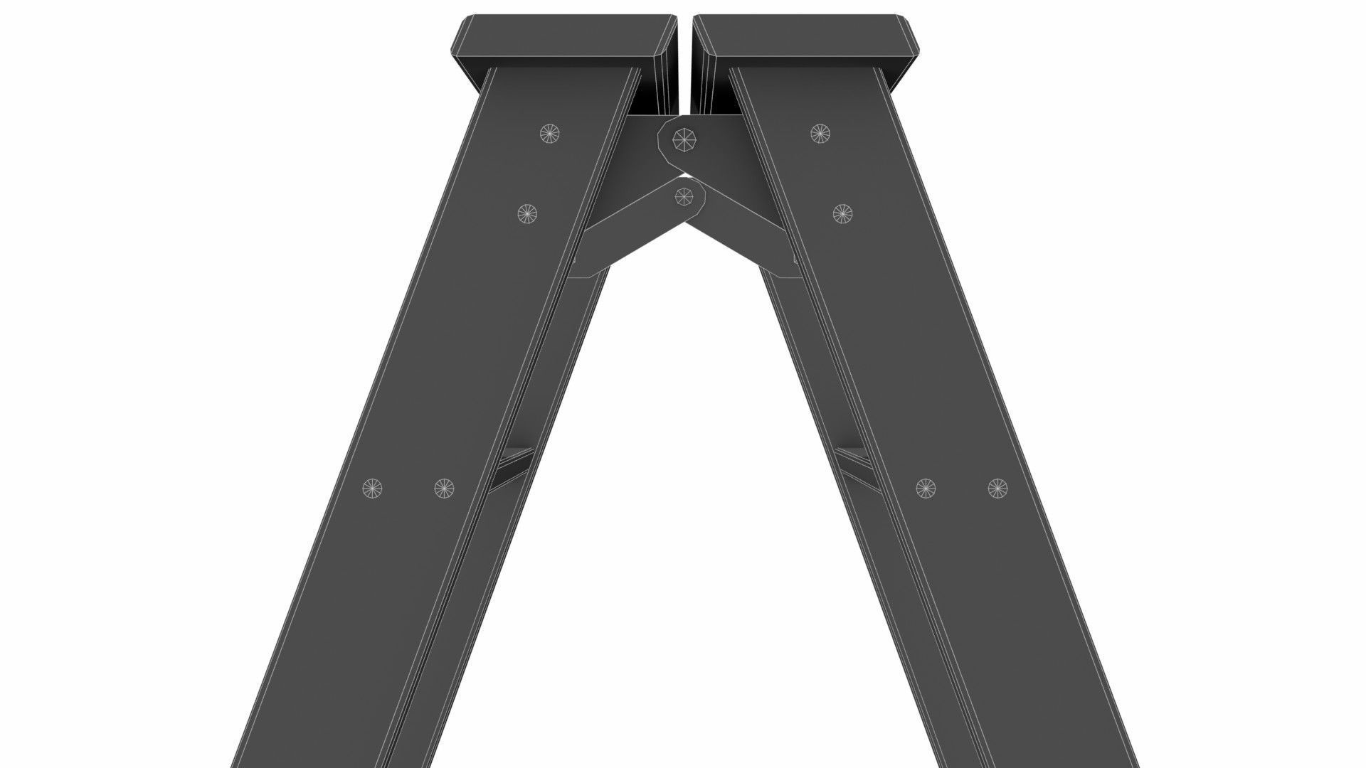 Stepladder wooden ladder Low-poly 3D model_7