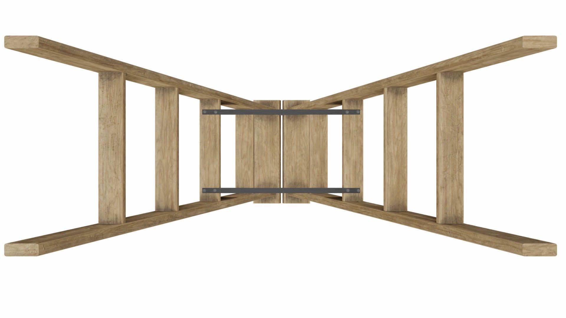 Stepladder wooden ladder Low-poly 3D model_3