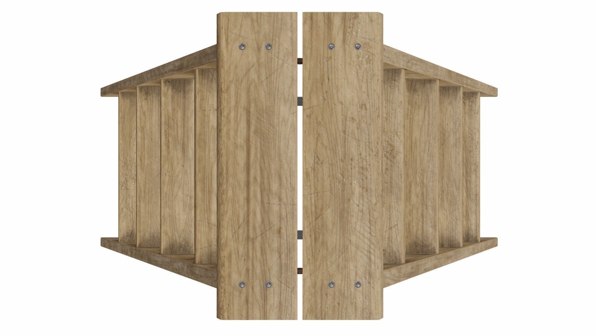 Stepladder wooden ladder Low-poly 3D model_2