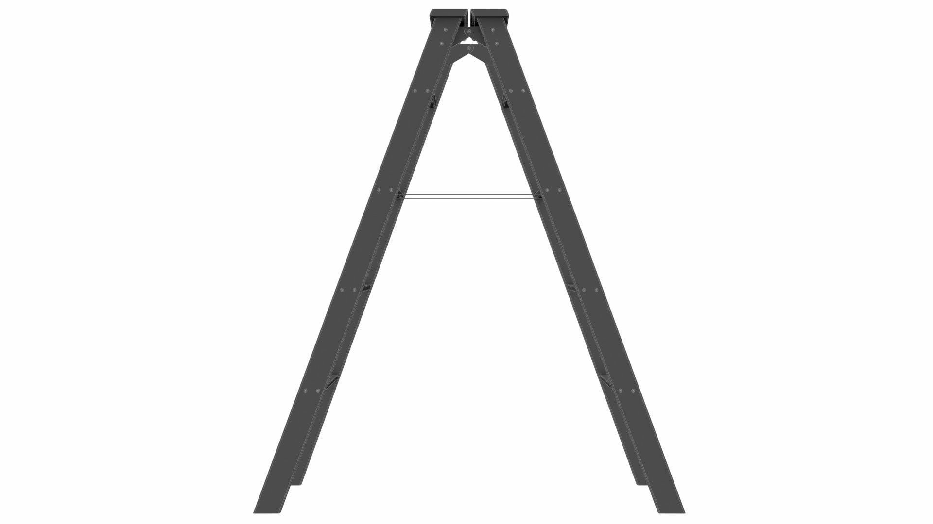 Stepladder wooden ladder Low-poly 3D model_5