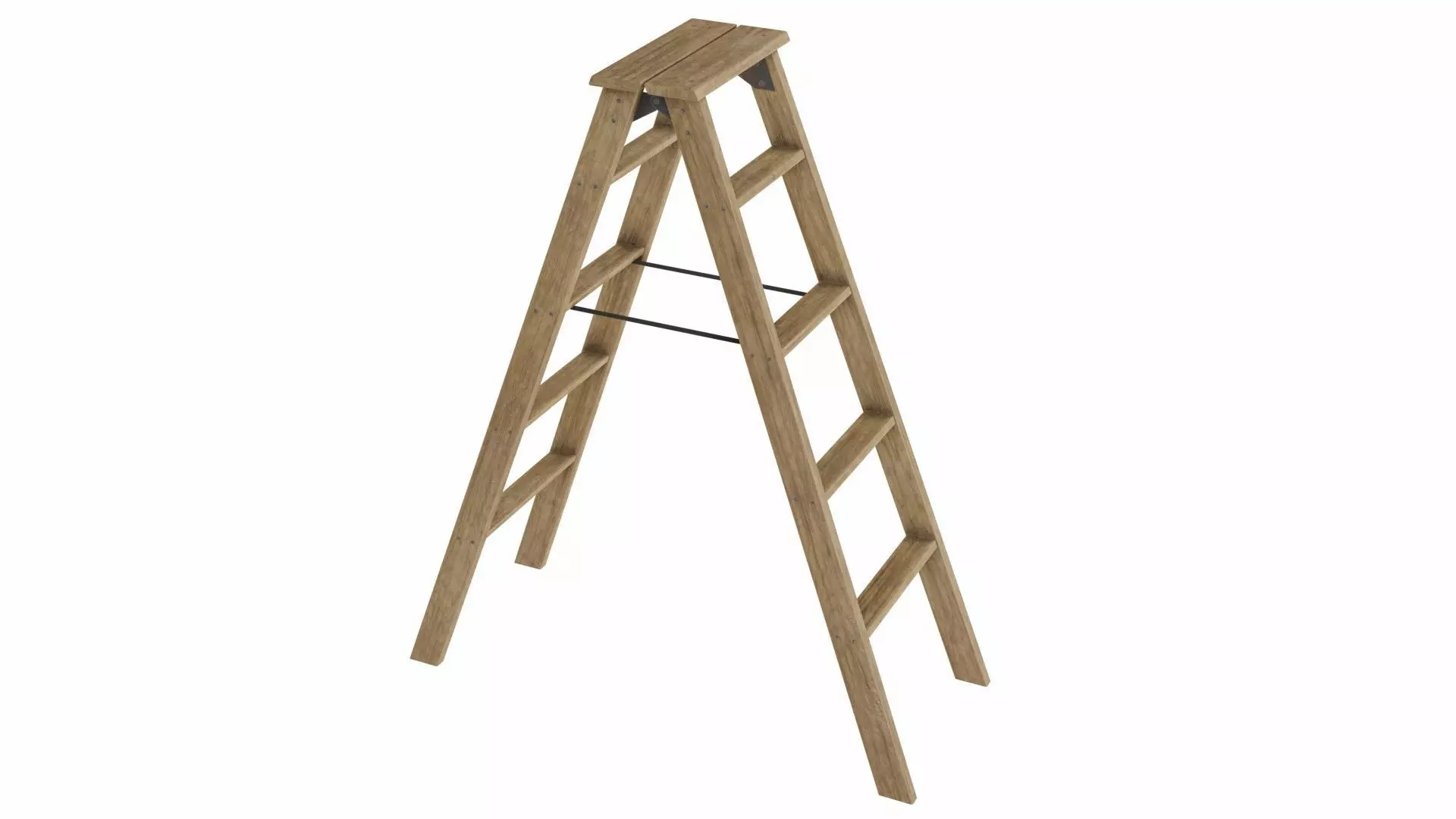 Stepladder wooden ladder Low-poly 3D model_0