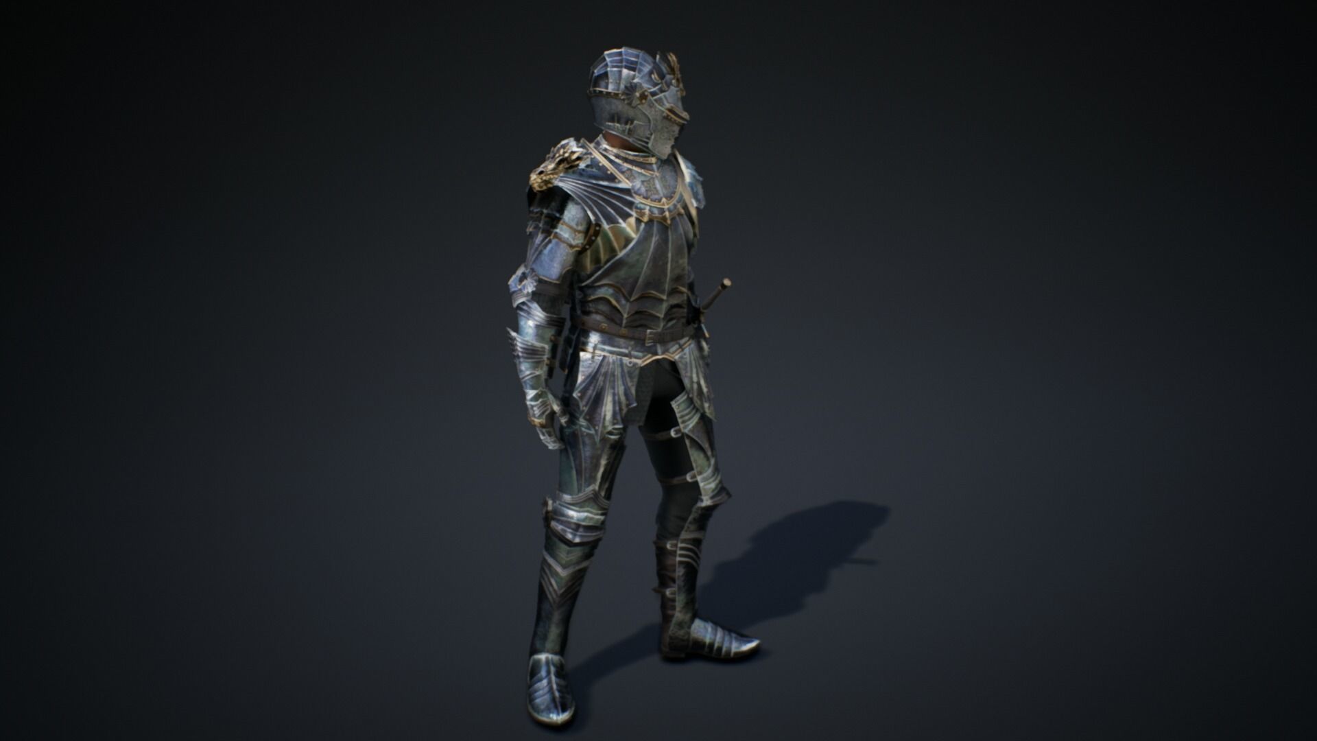 Black Knight Low-poly 3D model_6