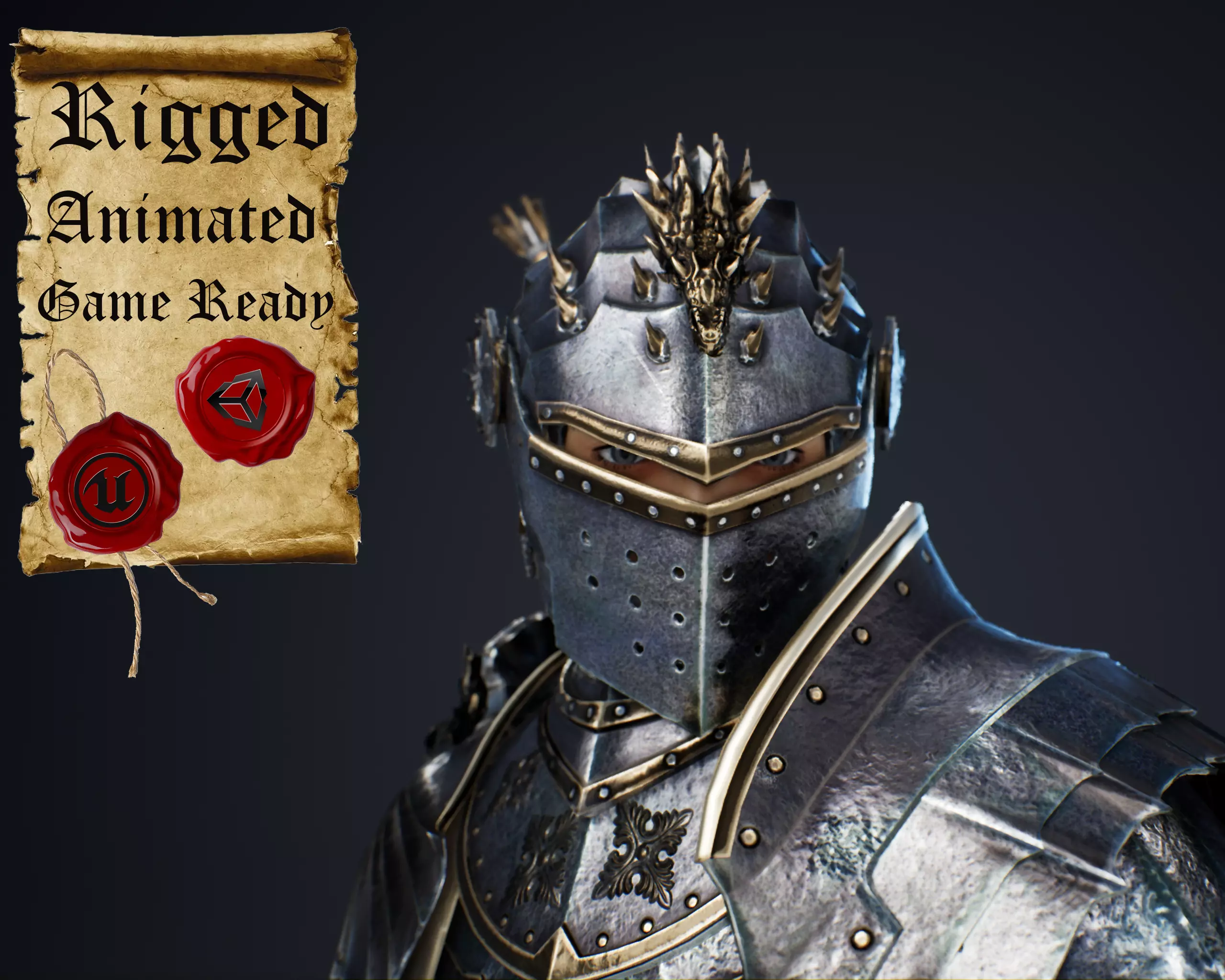 Black Knight Low-poly 3D model_0