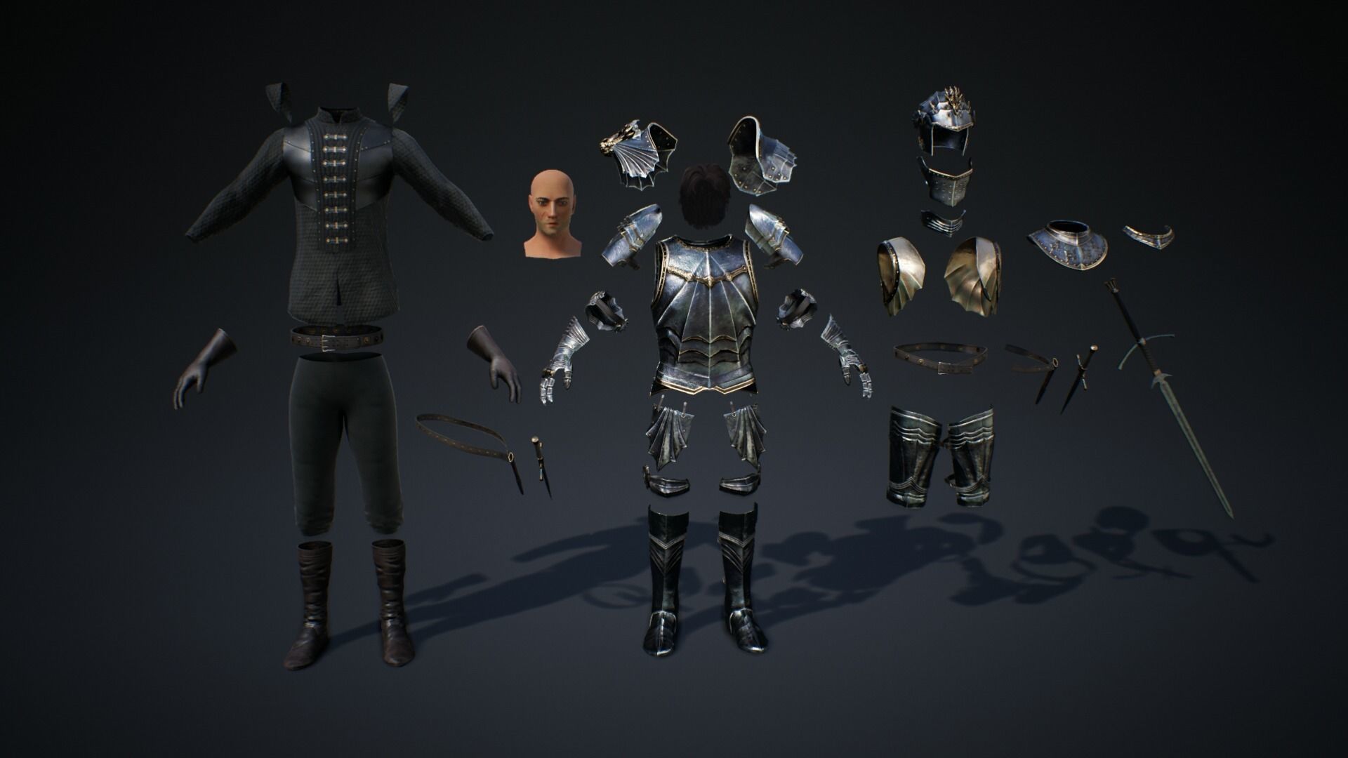 Black Knight Low-poly 3D model_37