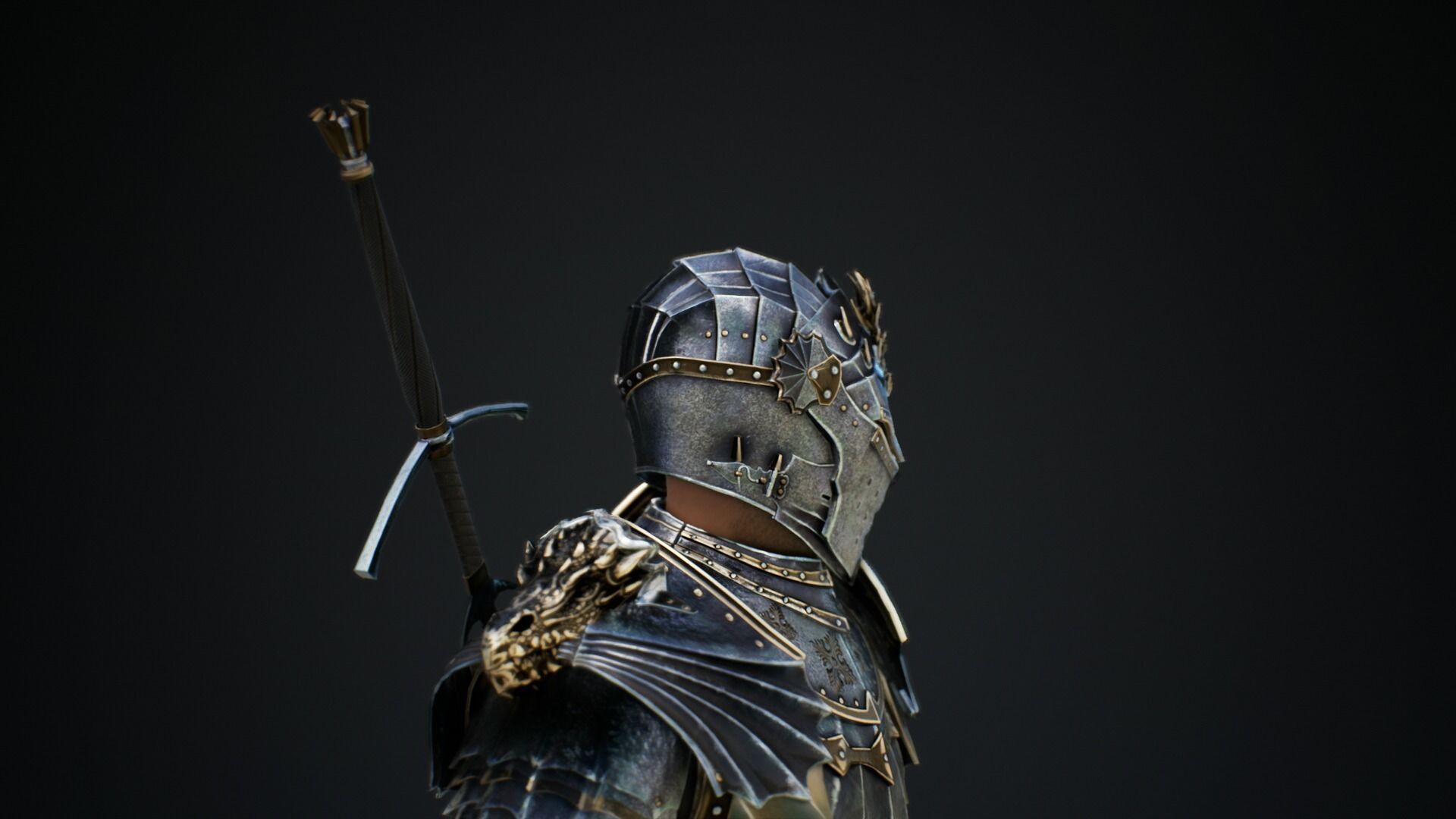 Black Knight Low-poly 3D model_15