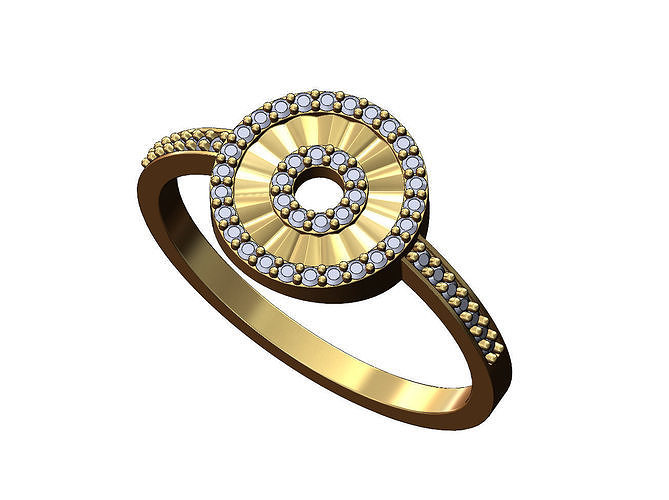 Diamond round faceted ring 3D print model