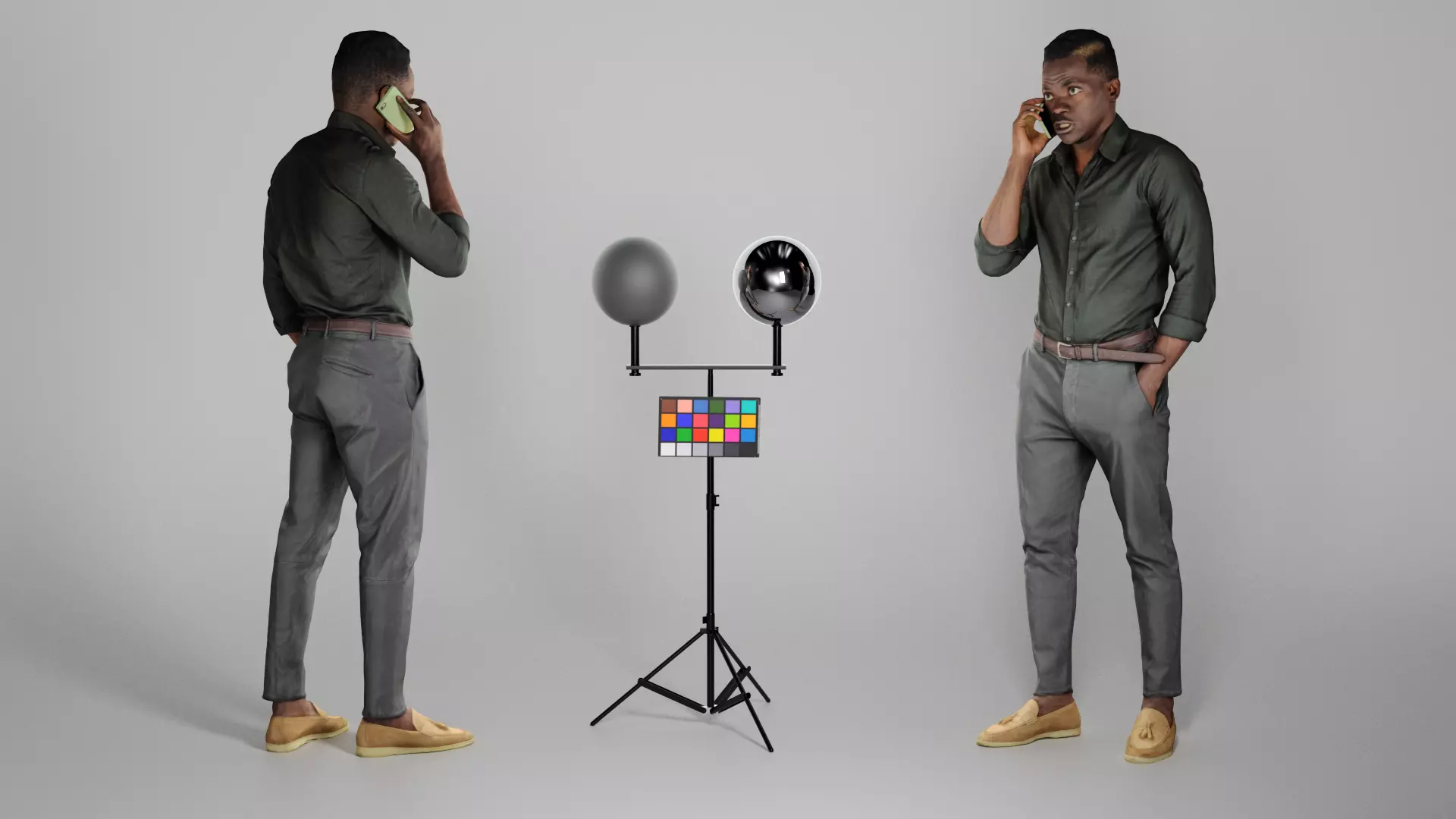 Angry man talking on mobile phone 240 Low-poly 3D model_0