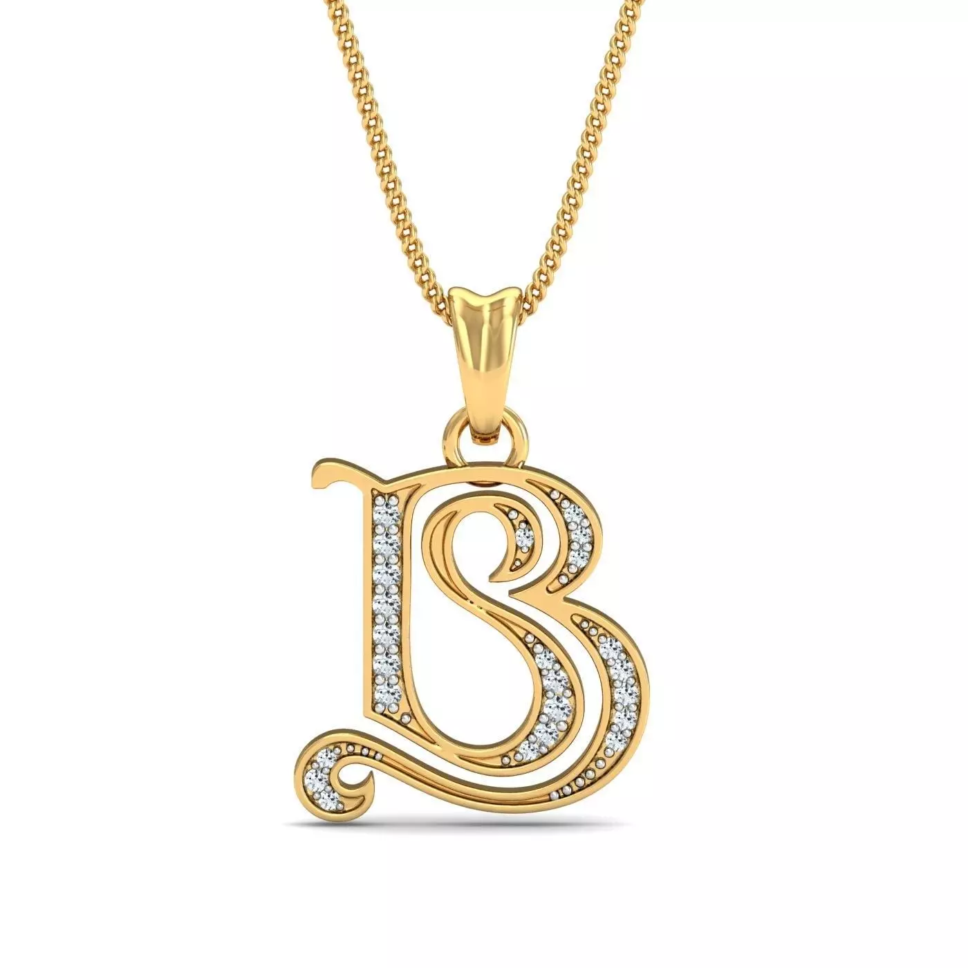 B S Initial Diamond Pendant 3D print model