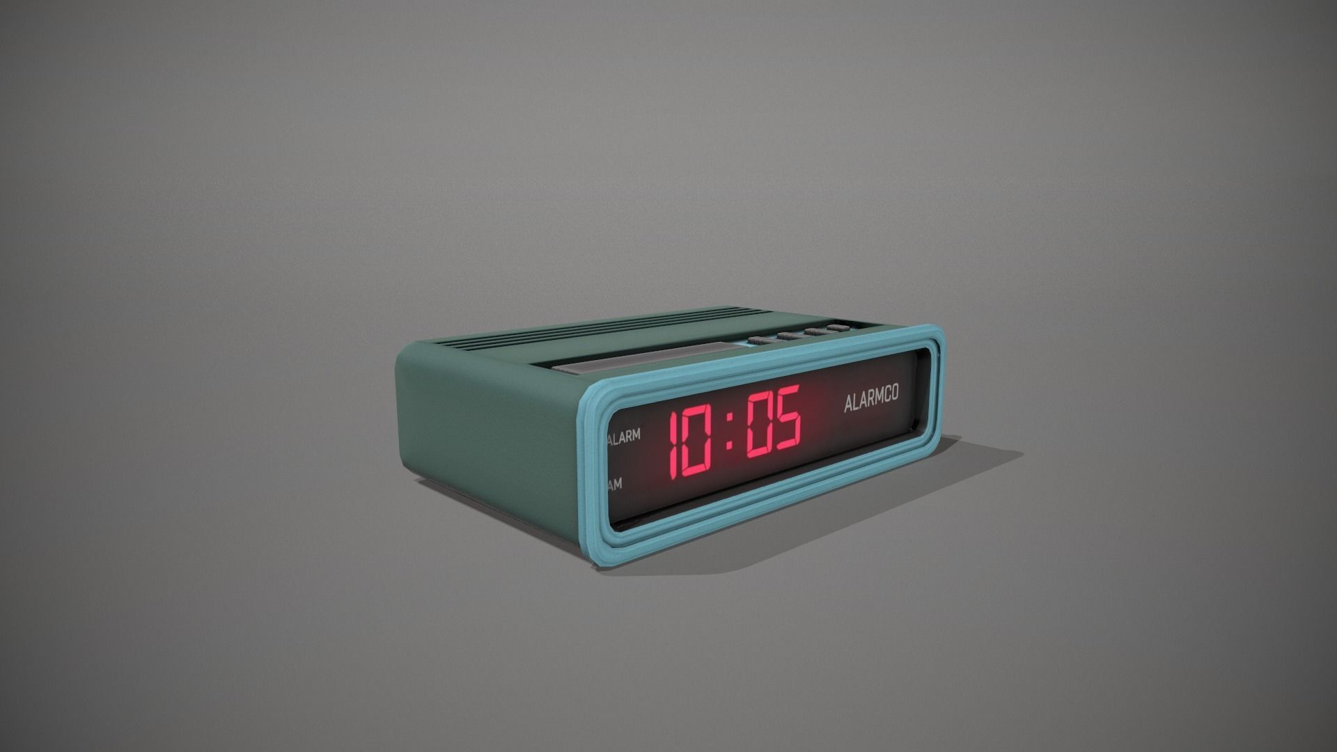 Blue Stylized Digital Alarm Clock Low-poly 3D model_2